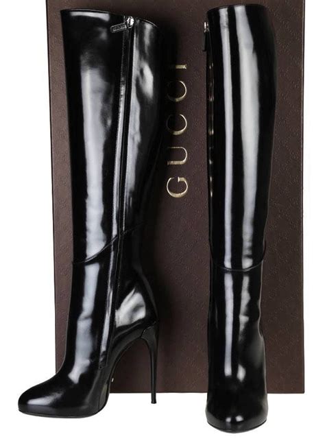 gucci black tweed boots|gucci high heel boots.